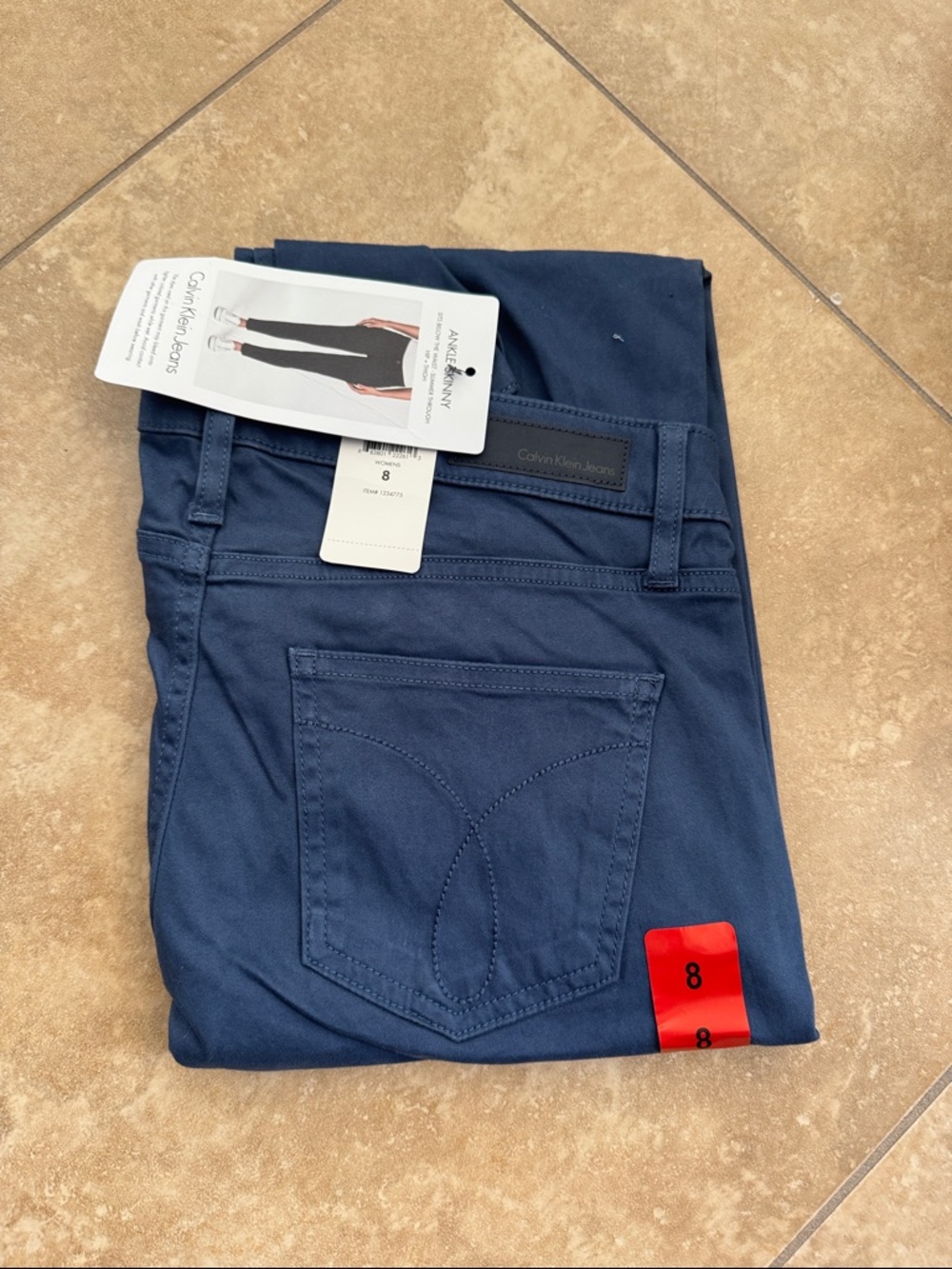 Calvin Klein Womens Slim Straight Jeans in Deep Blue